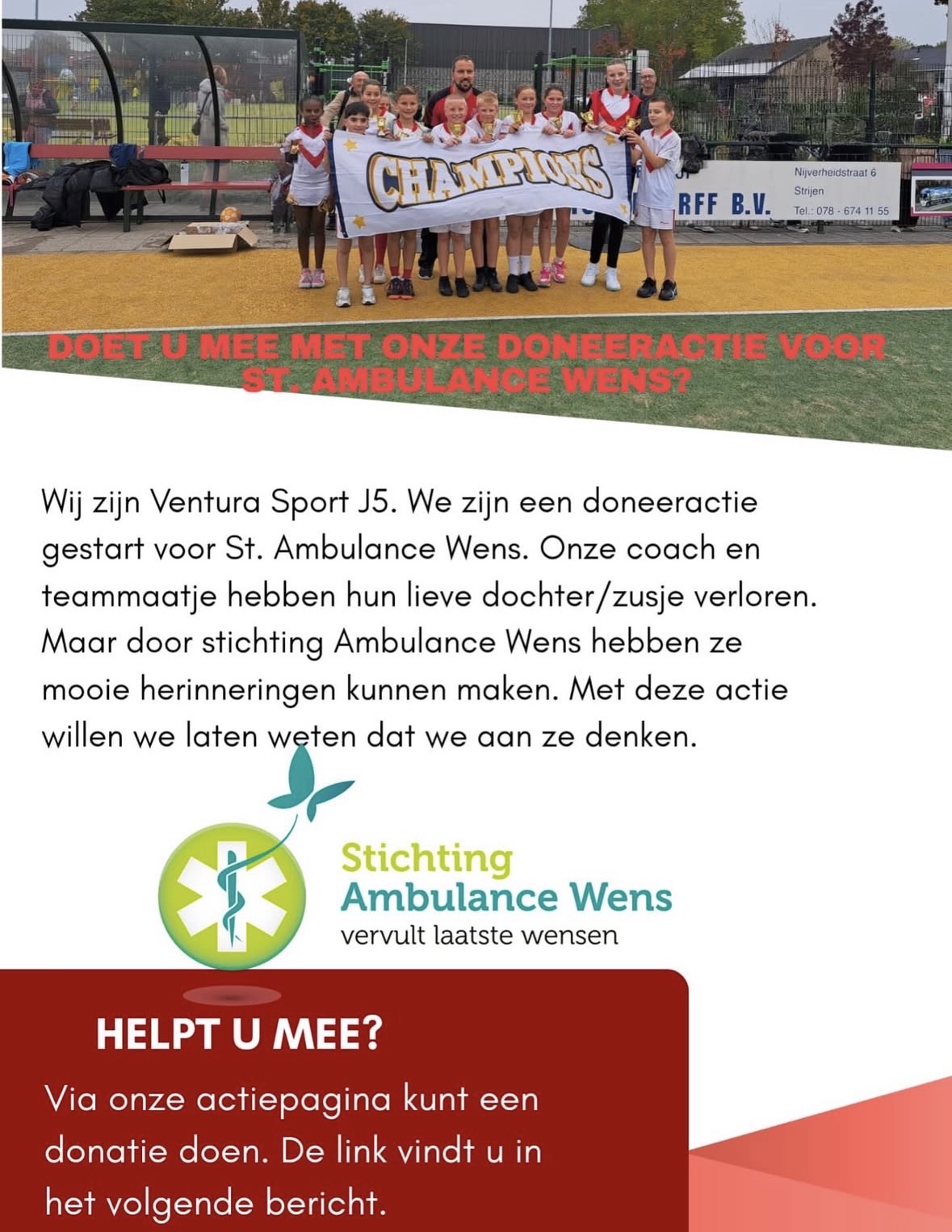Doneeractie voor st. ambulance wens